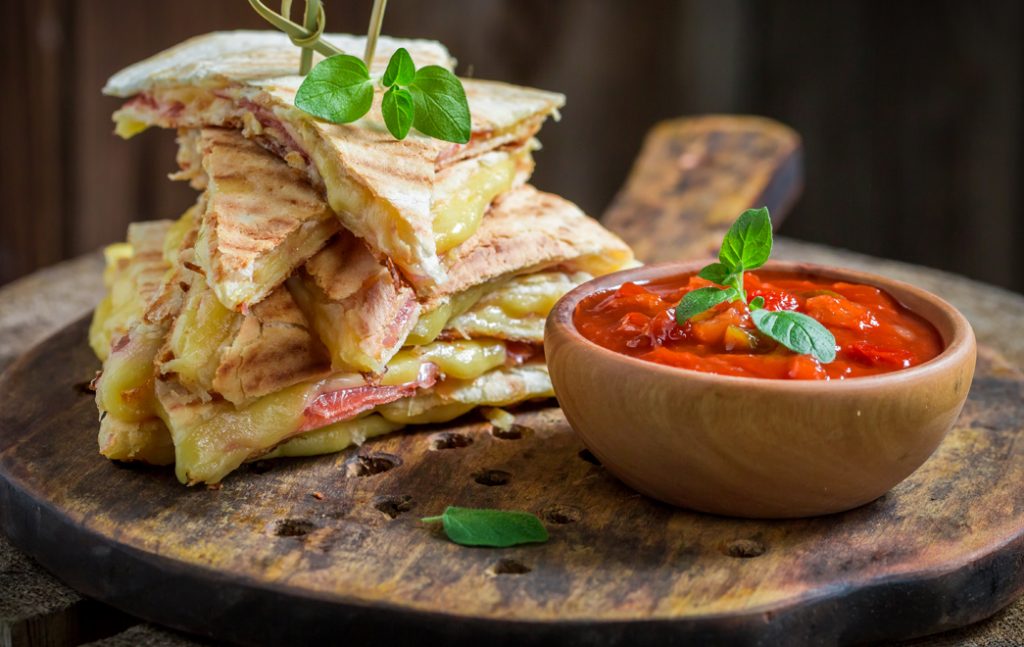 pizzadilla hot off the grill